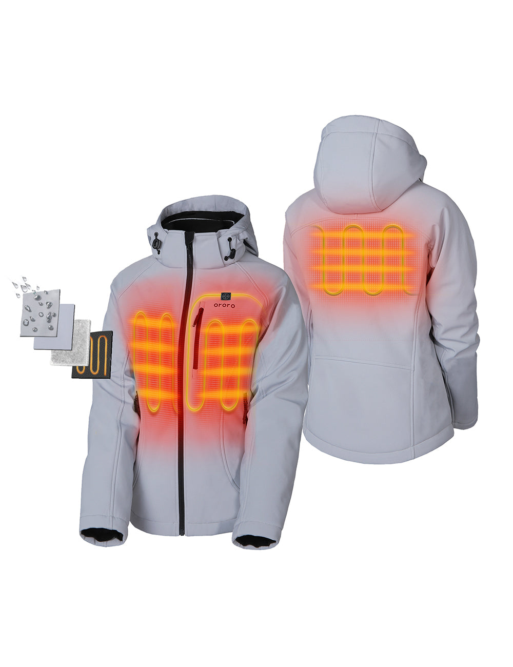 (Open-Box) Women's Heated Jacket - Pink & Purple/Gray (Battery Set Not Included), Thumbnail 12