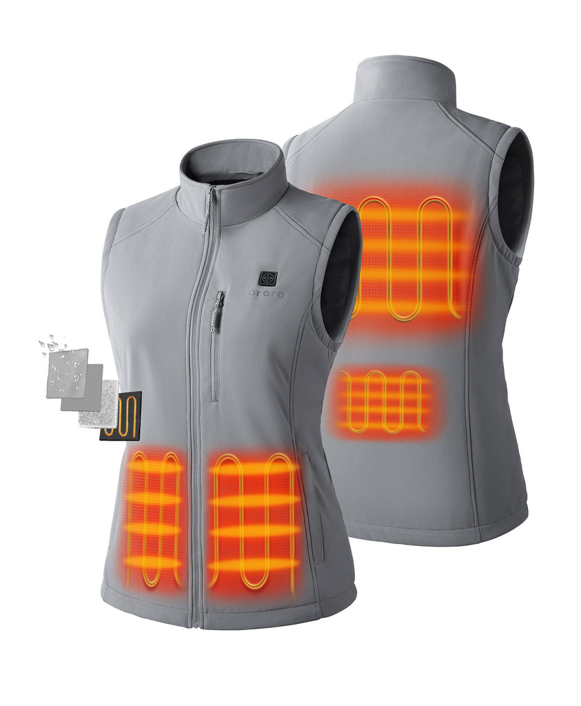 Ororo Women's Heated Softshell Vest with Battery Pack, Lightweight Soft Shell Heated Vest