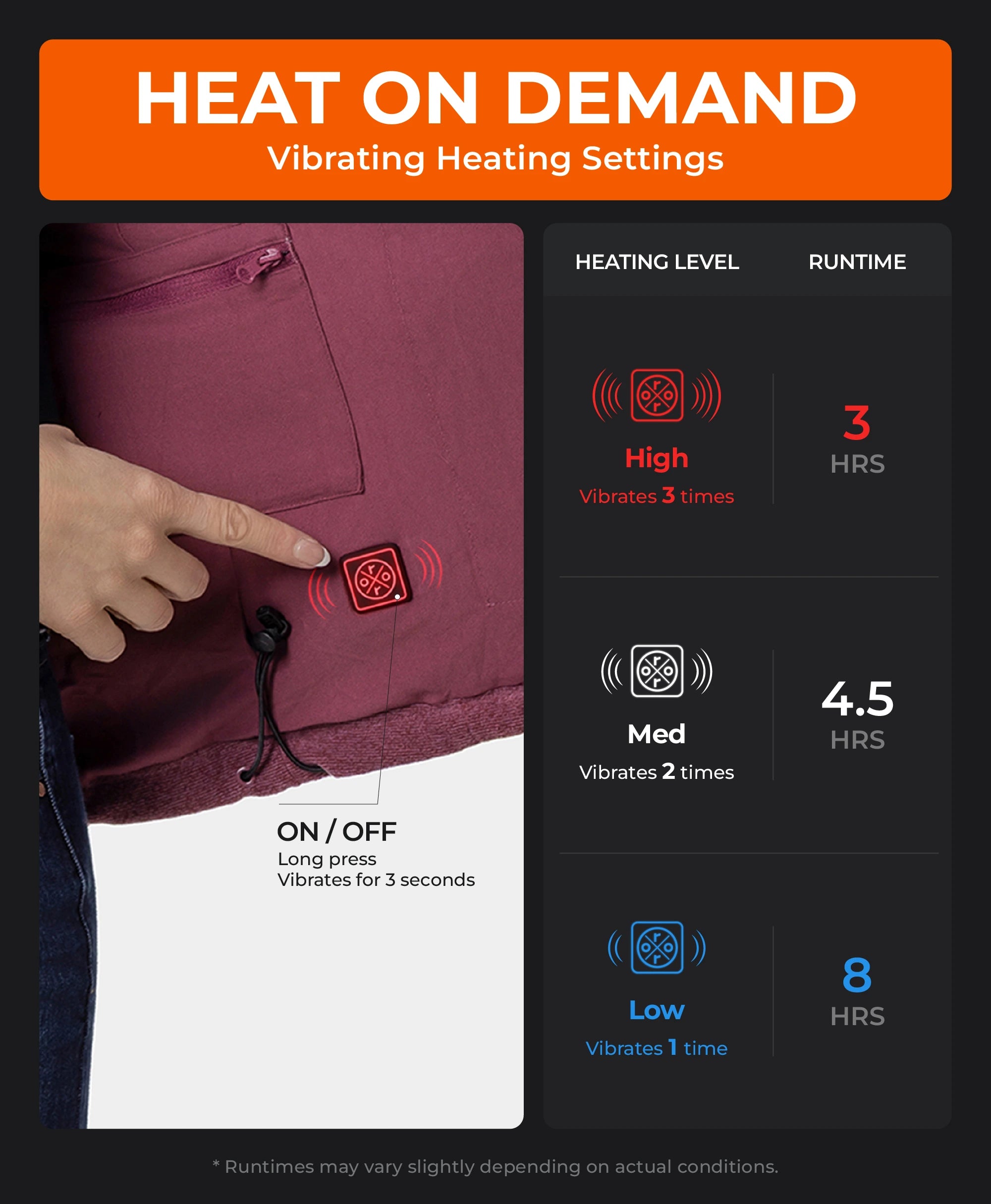 Vibrating Heating Settings