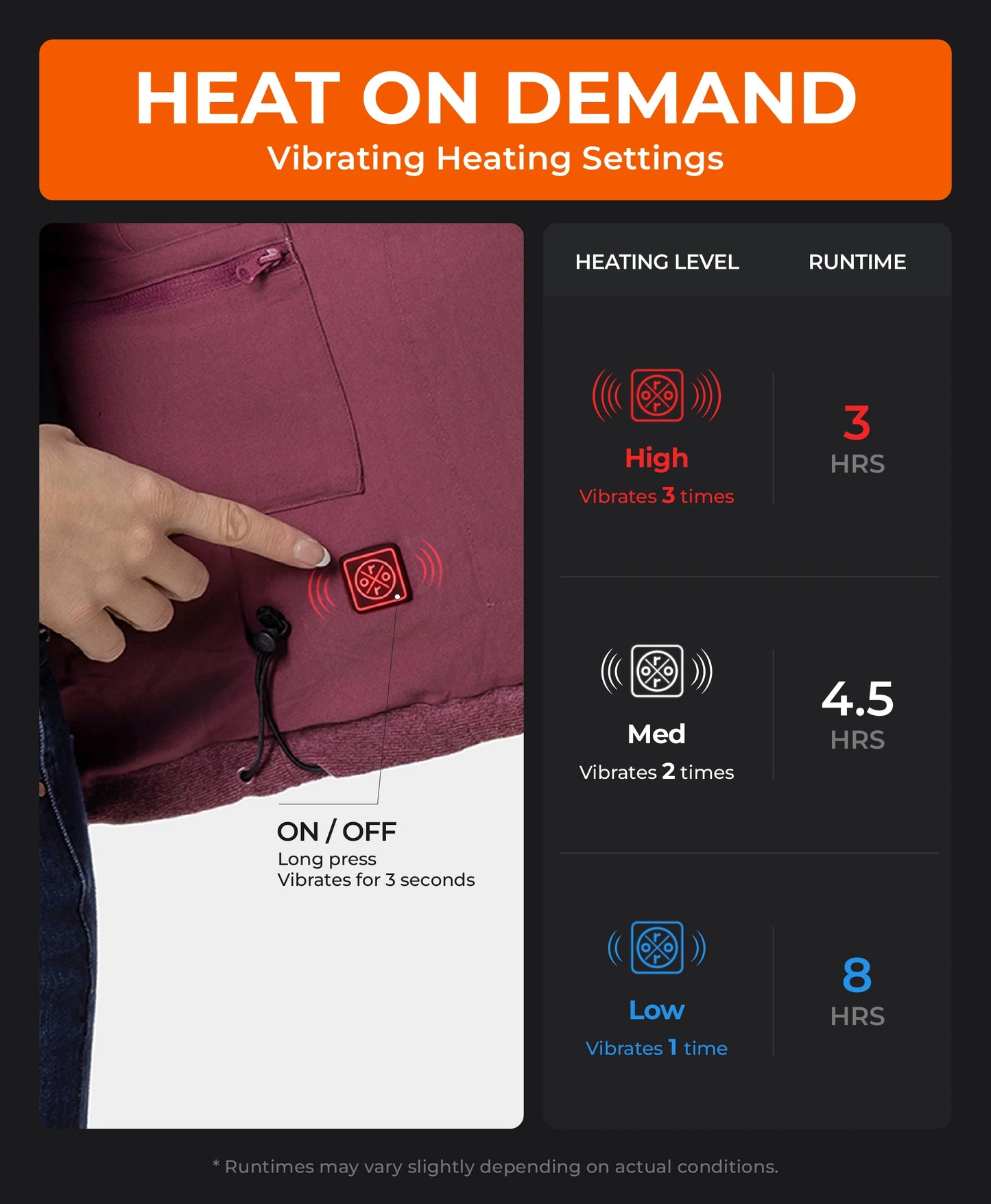 Vibrating Heating Settings