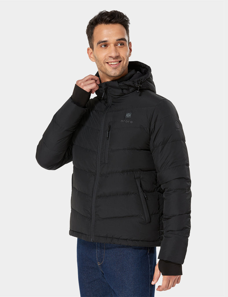 Men's Heated Down Jacket - Black | RDS Down | Heat in Secs | ORORO