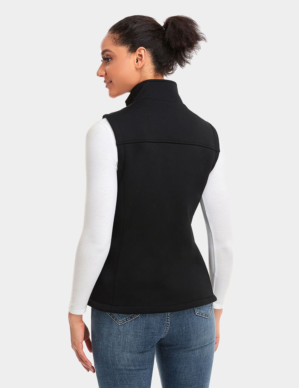 Women's Heated Fleece Vest- Black (3 Heating Zones) | ororo®