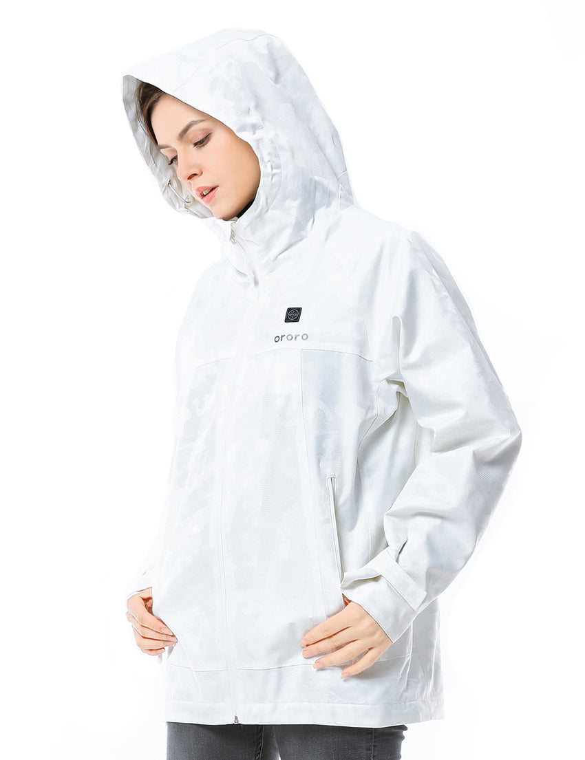 Women Camo Heated Jacket - White (Discontinued) - ORORO