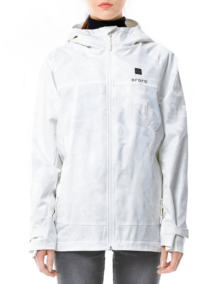 Women Camo Heated Jacket - White (Discontinued) - ORORO