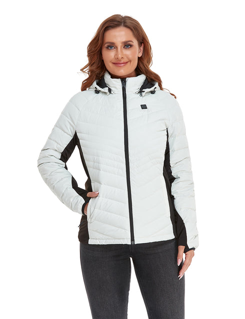 (Open-box) Women's Heated Down Jacket - White ,view 2